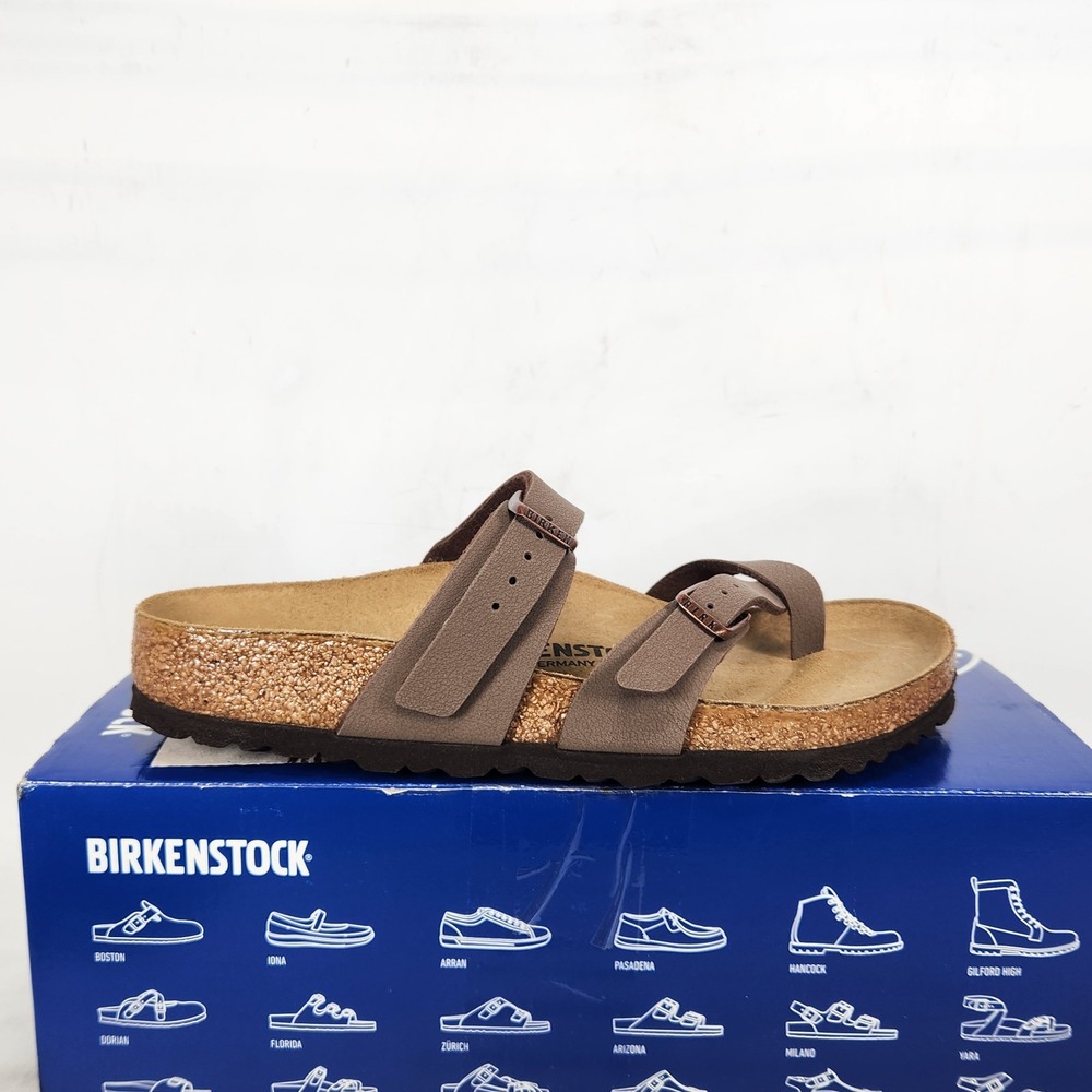 Birkenstock Mayari Sandals Women Size 6 Mocca Brown Birko-Flor Toe Loop Strappy
